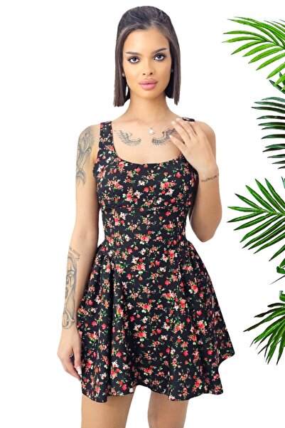 FashionForYou Φόρεμα babydoll MARA, με φιόγκο στην πλάτη και φλοράλ τύπωμα, Μ...