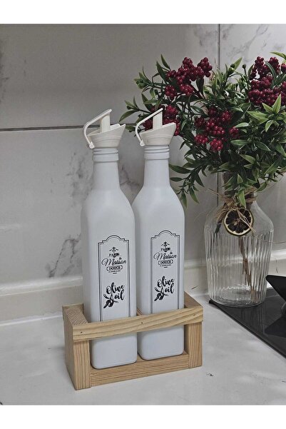 Miraçer طقم وعاء زيت وخل أبيض مزدوج بدون حامل 500 مل + 500 مل