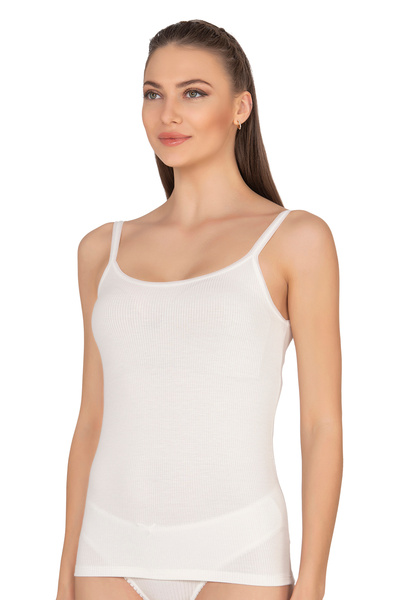 ÖZKAN underwear Özkan 27412 Women's Viscose Camisole Fabric Flexible Comfortable Tulle Bias Rope Strap Undershirt