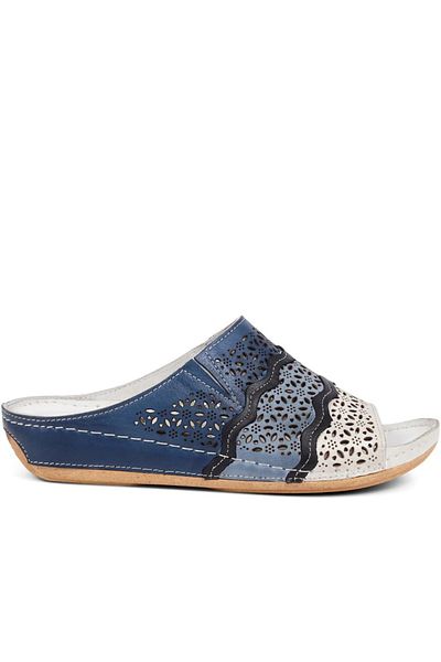 İNZE AYAKKABI Multicolored Genuine Leather Slippers - Model Name Solina