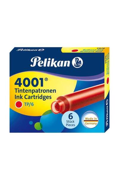 Pelikan 4001 Kısa Dolma Kalem Kartuşu Kırmızı