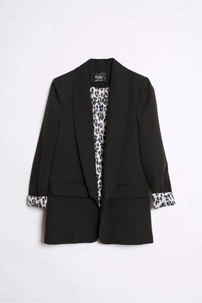 QİMYA BUTİK ROBIN Women's Leopard Lined Blazer Jacket