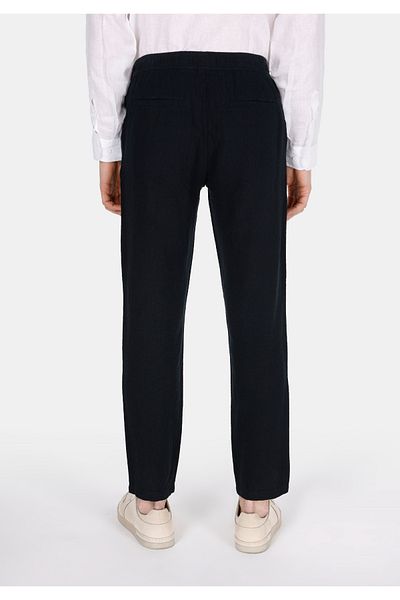 Colin's Regular Fit Mid Waist Long Leg Men's Linen Blended Black Trousers