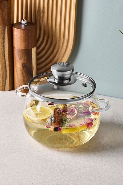 Perotti Roy Silver 1200 ml Borosilicate Glass Pot