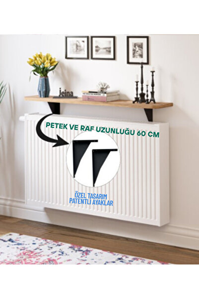 Jeina FOX - Dresuar Montaj Gerektirmeyen 60x18 CM MDF Oval Kesim Petek Üstü Uçan Raf Kitaplık