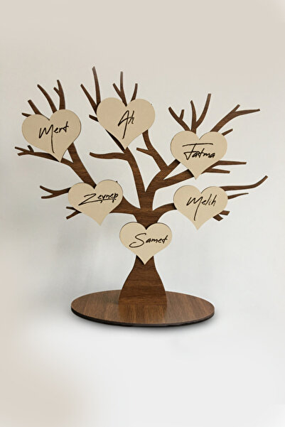 DekoMor AİLE BİREYLERİNİN İSMİNE ÖZEL AHŞAP SOY AĞACI