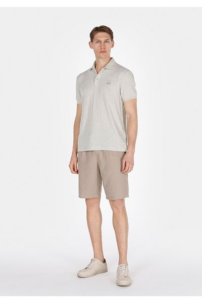 Colin's Regular Fit Mid Waist Plain Men's Linen Blended Beige Shorts