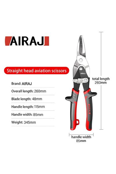 Choice Straight 2631 AIRAJ Iron Sheet Scissors, Industrial Grade Aviation Aluminum Buckle Plate, Stainless