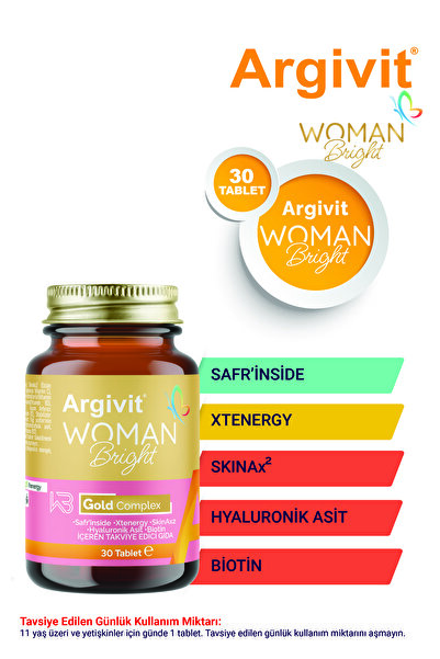 Argivit Woman Bright Gold Complex - Biotin, Niacin, Zinc (in Safr, Xtenergy) Supplement 30 Tablets