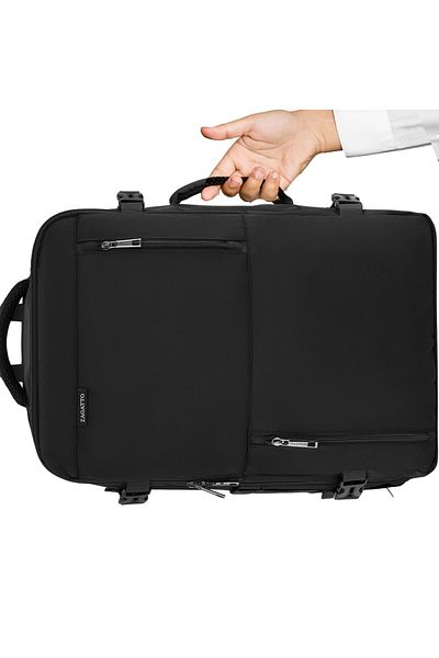 zagatto Expandable Travel Backpack ®, Black, 36l, 45x30x20 Cm, Waterproof, Cabin Size, Zg947