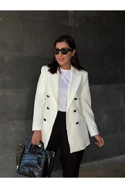 PARKDERİN PLUS SIZE BLACK BUTTON BLAZER JACKET