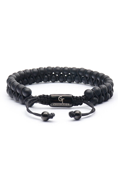 GT Collection Pánský náramek GT Collection s dvojitými korálky a energetickými kameny ČERNÉHO ONYXU, univerzální velikost a nastavitelná šňůrka