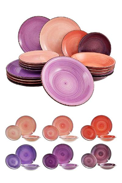 Tavola Ceramic Dinner Set Of 18 Plates Set Mykonos Dishwasher, Microwave Safe