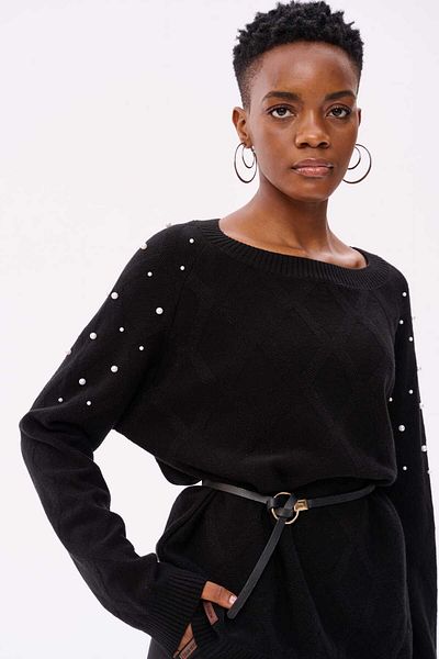 Blue Shadow Cabello Women's Sweater Black / Ecru