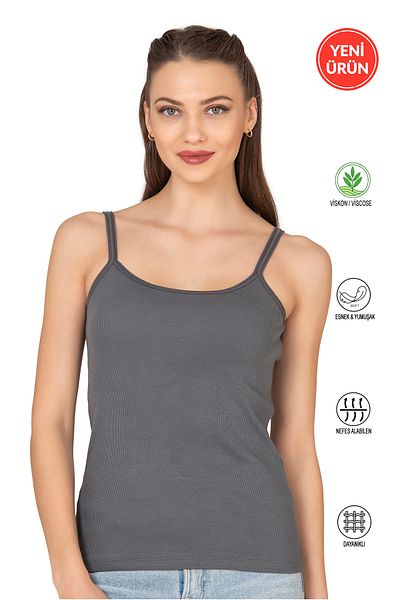 ÖZKAN underwear Özkan 27412 قميص قصير نسائي من الفسكوز مصنوع من نسيج مرن ومريح من التول مع حزام حبل