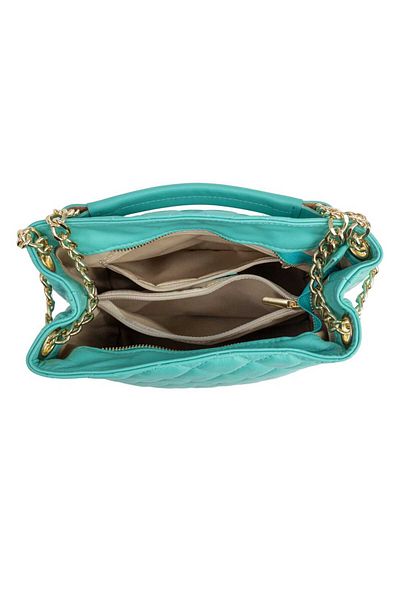 Toro Nero Women's bag made of turquoise genuine leather Lorena