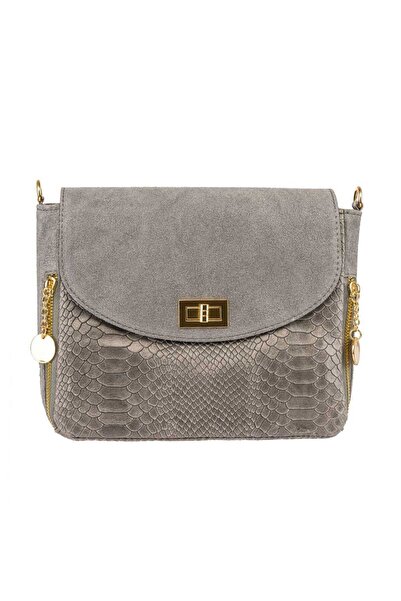 TORO NERO Γυναικεία Τσάντα από Γκρι Γνήσιο Δέρμα Berenice