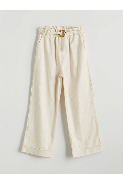 LC Waikiki Lcw Kids Beige Elastic Waist Girls' Trousers