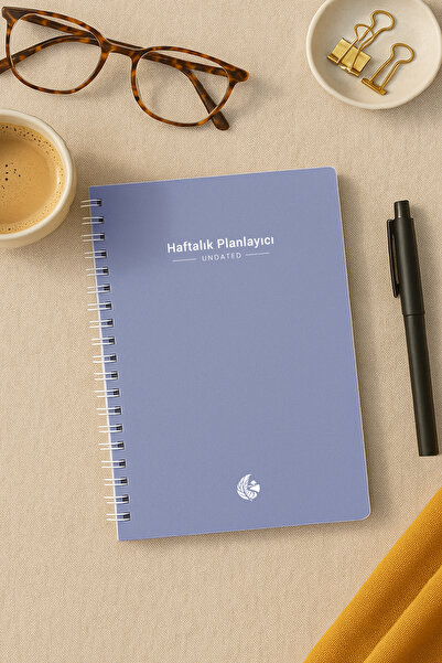 inkglo Неограничен седмичен месечен планер, дневен ред, проследяване на навици, спирален тефтер А5, пастелно лилав