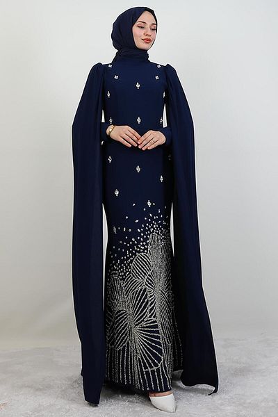 GİYZAMİLA Βραδινό φόρεμα Zeynep Stone Navy Blue