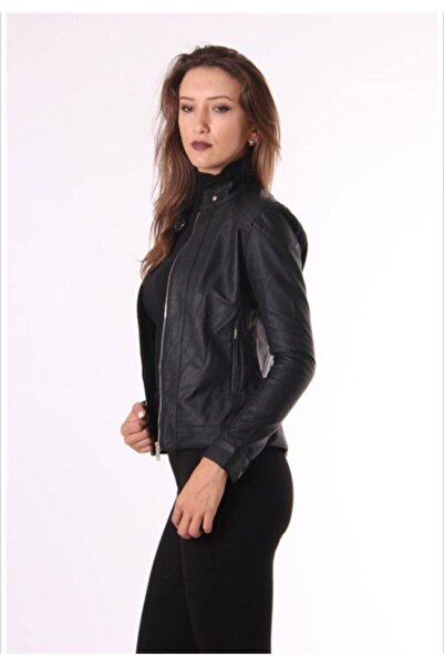 BEBE PLUS Жіночий сукняний комір Штучна шкіра Куртка