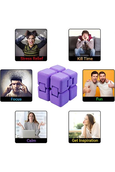 kutuTR Infinity Cube Stress Throw Cube Stress Cube (Infinity Cube) Purple