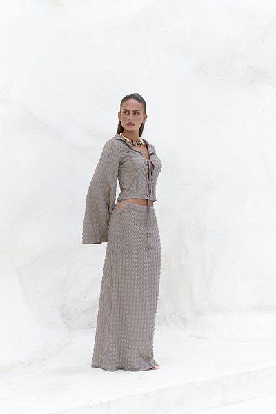 MAİ COLLECTİON Rania Mink Shirt Skirt Set