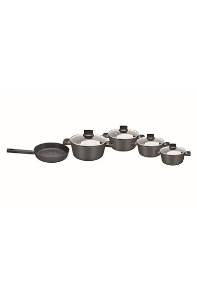 Zilan Zilan ZLN0942 Black pot set, 9 pieces, marble coating and soft-touch handles