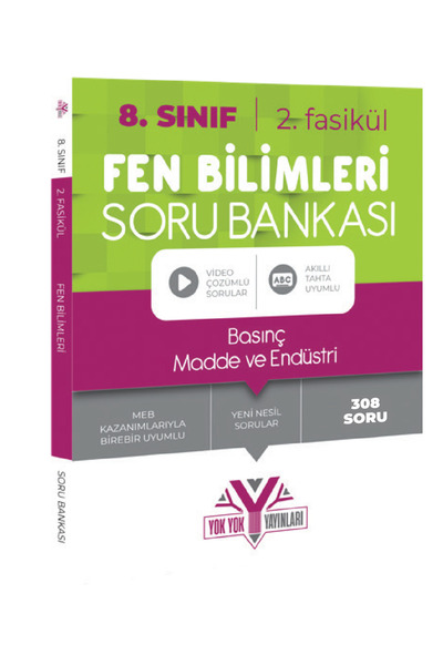 YOK YOK YAYINLARI 8.SINIF FEN BİLİMLERİ SORU BANKASI BASINÇ, MADDE VE ENDÜSTR...
