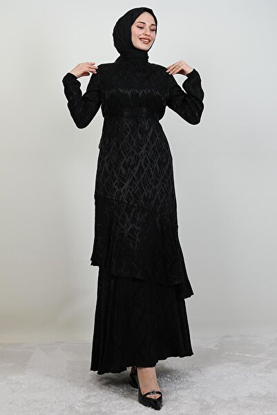 GİYZAMİLA Ασύμμετρο φόρεμα με μοτίβο μαύρο