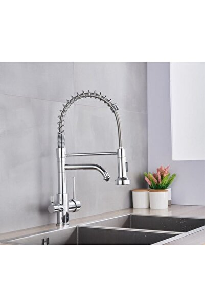 OEM Baterie de bucătărie cu 3 căi, 2 funcții de debit de apă și duș detașabil, crom, AquaSpa