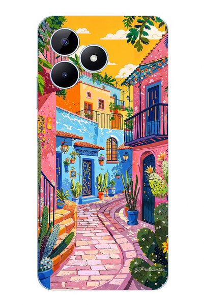 TechTree Realme Note 50 Compatible Colorful Art Street Silicone Case