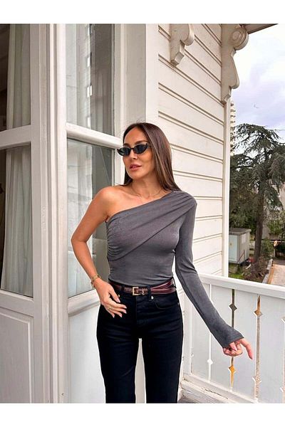 QİMYA BUTİK Women's Padded Sandy One Shoulder Body Blouse