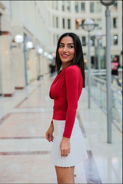 QİMYA BUTİK Miss Neşem Women's Padded Lycra Double Breasted Long Sleeve Sanndy Blouse