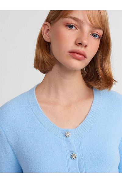 Dilvin 60198 Cardigan tricot cu nasturi perlat
