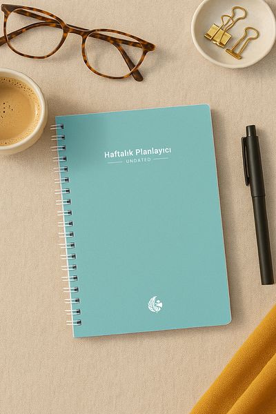 inkglo Неограничен седмичен месечен планер, дневен ред, проследяване на навици, спирален тефтер A5 с тюркоазена корица