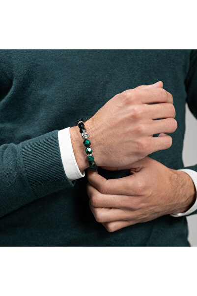 GT Collection GT Collection, Pánský náramek s lví hlavou a tygřím okem, energetické kameny ONIX, univerzální velikost a nastavitelná šňůrka