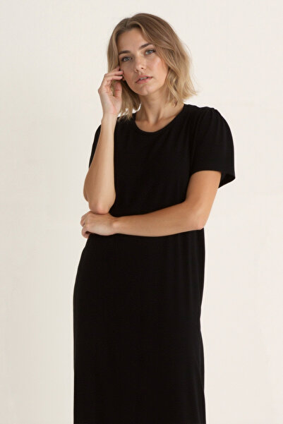 Vitrin Bisiklet Yaka Kısa Kol Elbise