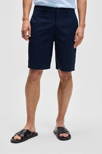 GRIMELANGE Teemo men's zipper with side pockets Stretch Fabric Slim Fit navy blue shorts