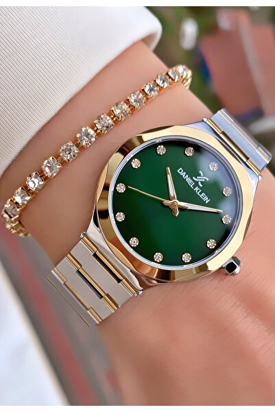 Daniel Klein Brand Yellow Silver Color Women's Wristwatch - Bracelet Gift