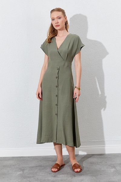TENA Women's Double Breasted Collar Skirt Buttoned Modal Dress