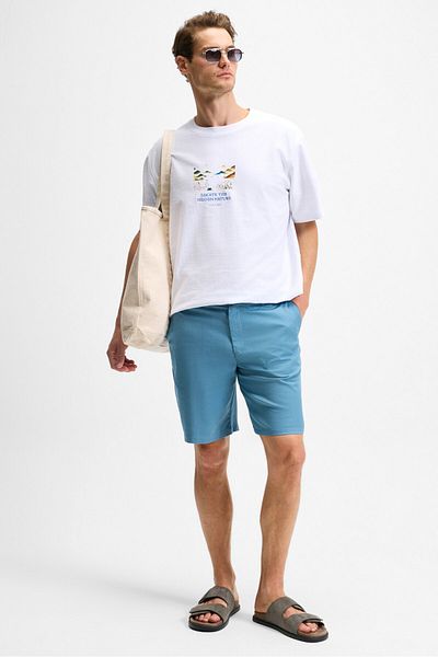 GRIMELANGE Teemo men's zippered side pocket Stretch Fabric Slim Fit indigo shorts