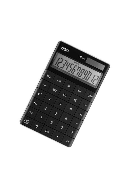 Deli 12dig Modern Office Calculator - Black