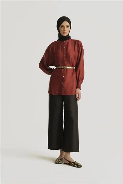 Armine Cup Detailed Satin Trousers 25Y2815 Black