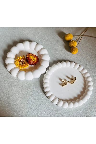 Diamore collection Διακοσμητικό Bubble Σετ 2 Διακοσμητικό Πιάτο από Μπετόν Κοσμήματα Πιάτο σουβέρ, Παρουσίαση, Μπιμπελό Nordic