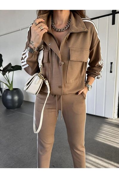 QİMYA BUTİK طقم معطف وبنطلون مكون من 3 خطوط للنساء