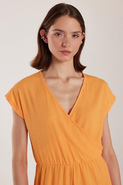 Tudors Women's Regular Fit Short Sleeve V-Neck Orange Jumpsuit
