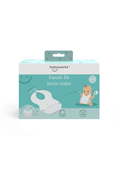 Baby Works Bavete de unica folosinta cu buzunar pentru firimituri, 24 bucati