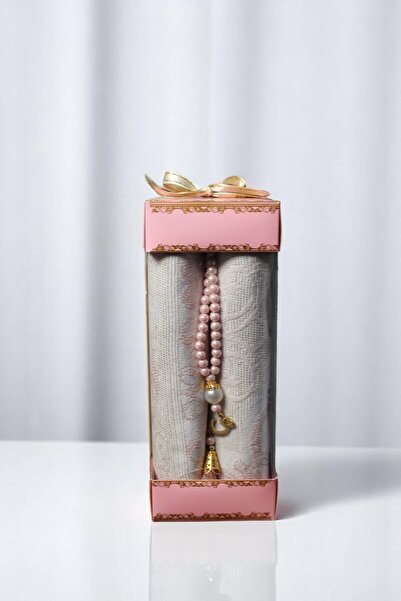 SALVUS "Hac Umre Mevlüt Hediyesi Pembe Özel Kutulu Seccade Tesbih Seti"