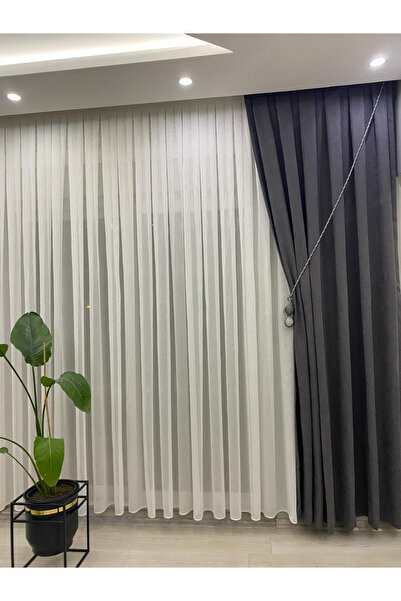 İNCİLİFE Gri Rengi Ada Fonluk 1/3 Sık Pileli Fon Perde | Modern ve Kalın Görünüm